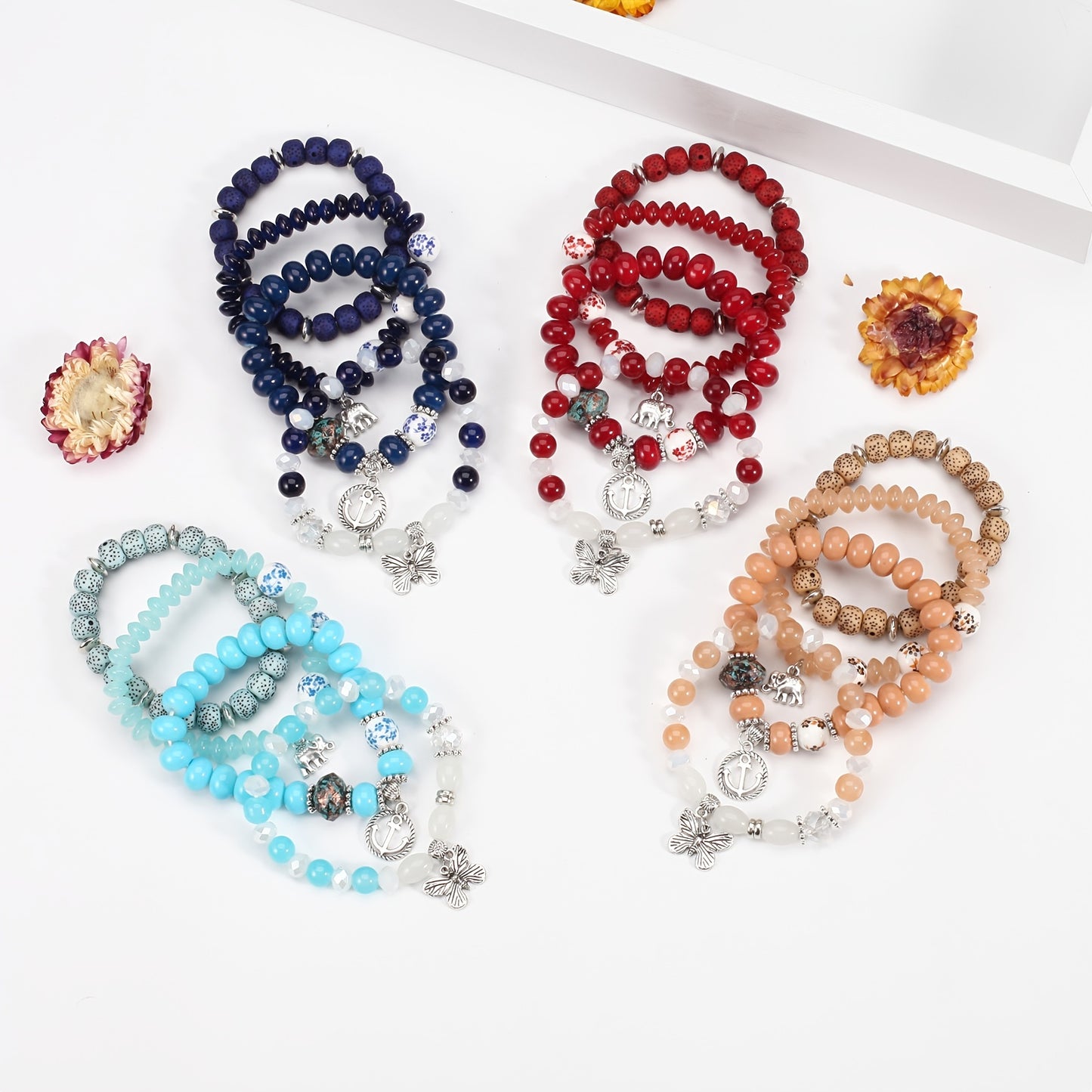 [Women's Bohemian Bracelet Set] Bohemian Bracelets Set for Women - Stackable Stretch Multilayer Beads Bracelet NovaCart