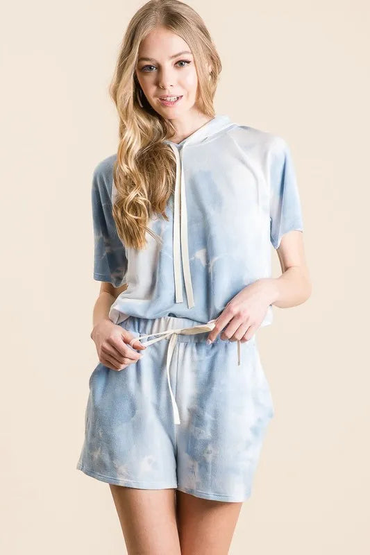 BiBi Tie Dye French Terry Hoodie Top and Bottom Set West2East Surf