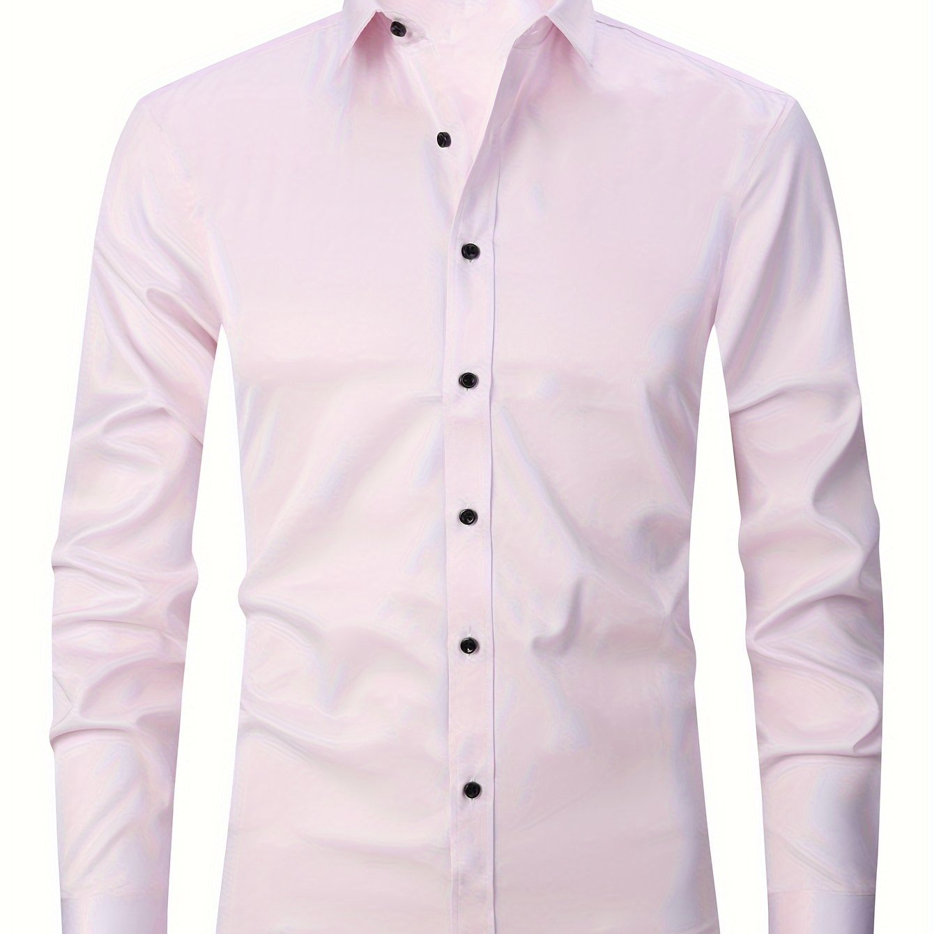 Men'S Stretch Slim-Fit Formal Shirt Without Pockets, Light Business Turn- Collar Long-Sleeved Shirt, Men'S Business Shirt, Wrinkle-Resistant And Durable Solid Color Formal Long-Sleeved Shirt with Buttons And Pockets, Suitable NovaCart