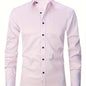 Men'S Stretch Slim-Fit Formal Shirt Without Pockets, Light Business Turn- Collar Long-Sleeved Shirt, Men'S Business Shirt, Wrinkle-Resistant And Durable Solid Color Formal Long-Sleeved Shirt with Buttons And Pockets, Suitable NovaCart