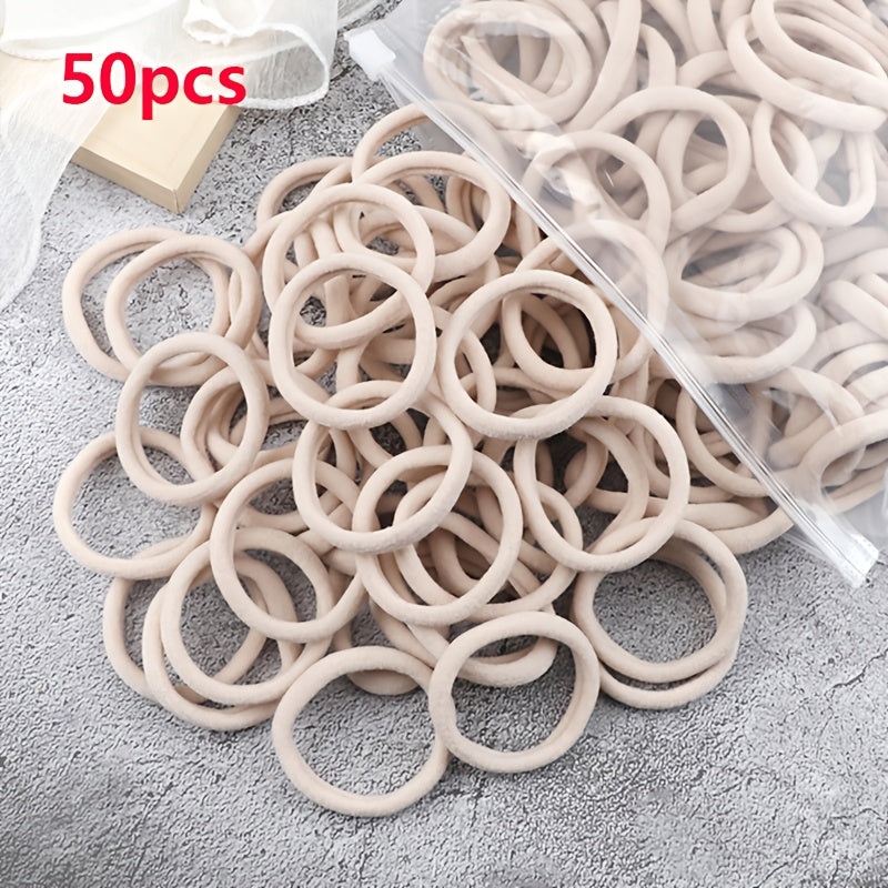 50pcs/Set Women   Basic Hair Bands 1.57inch Simple Solid Colors Elastic Headband Hair Ropes Ties Hair Accessories Ponytail Holder NovaCart