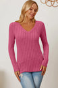 Basic Bae Full Size Ribbed V-Neck Long Sleeve T-Shirt New Era Fashion LLc