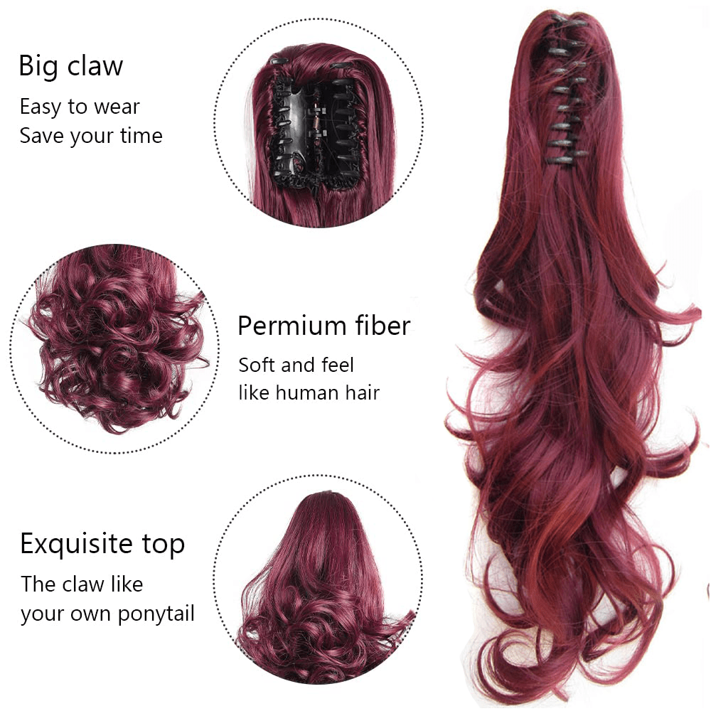 Claw Clip In Body Wave Hair Extensions Long Curly Wavy Ponytail Hair Extensions Synthetic Hair Pieces for Women Girls, Quick Hairstyle, Clip In Hair, Fashionable Wig, Loose Wave, Durable Clipins, Highquality Extensions, Wavy NovaCart
