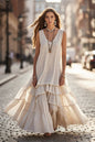 Loose Umbrella Skirt Sleeveless Maxi Dress | Cotton-Linen Style FitiqueFit