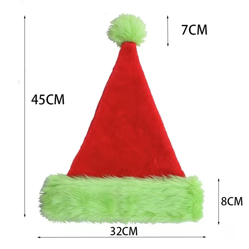 Fluorescent Green Decorative Red Suede Double Layer Christmas Hat FitiqueFit