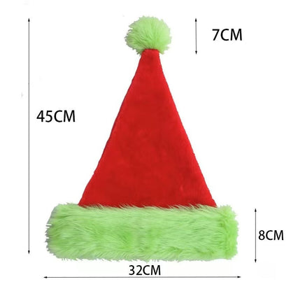 Fluorescent Green Decorative Red Suede Double Layer Christmas Hat FitiqueFit