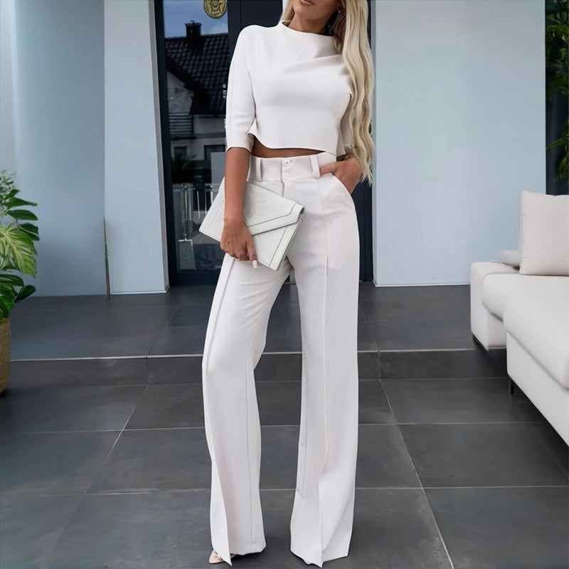 Women's Elegant Solid Color Half Sleeve Short Top FitiqueFit