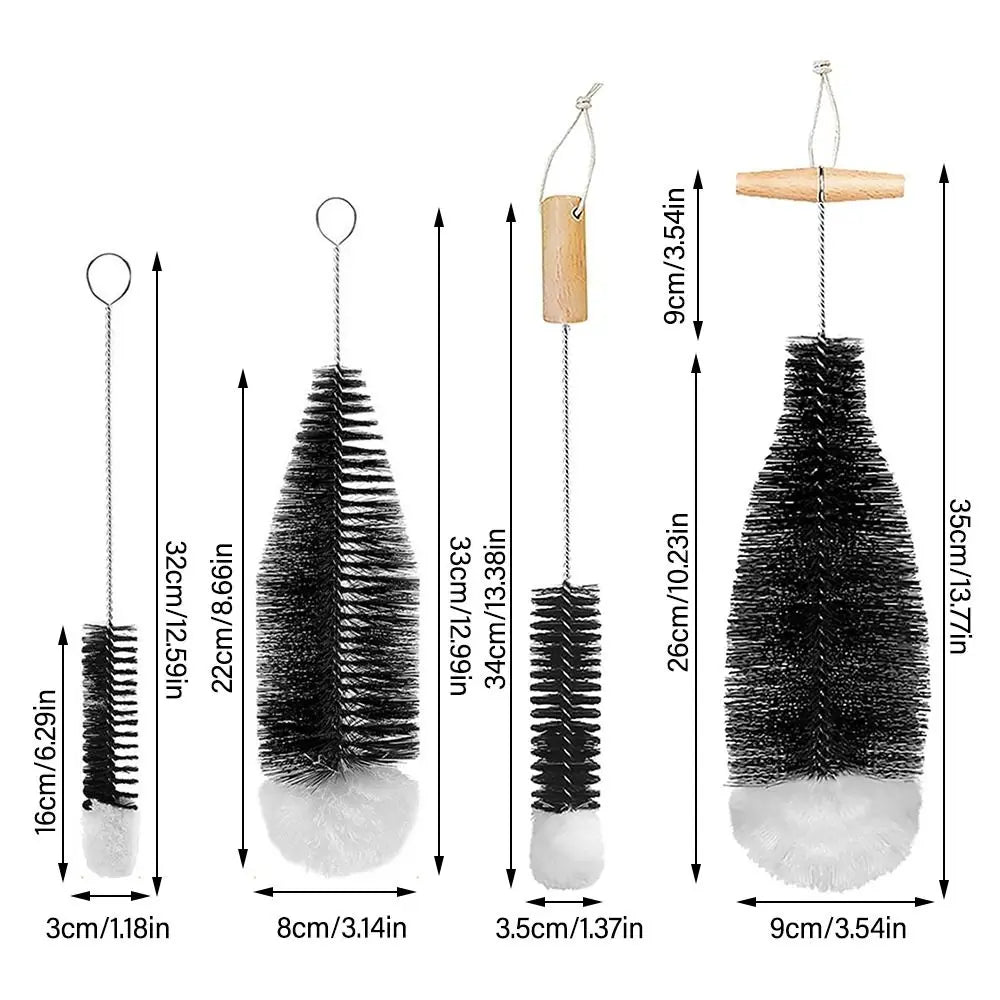 Soda Stream Bottle Brush with Beechwood Handle Glassware Jars Cleaner Kitchen Cleaning Tool Drink Bottle Cup Cleaning Brush