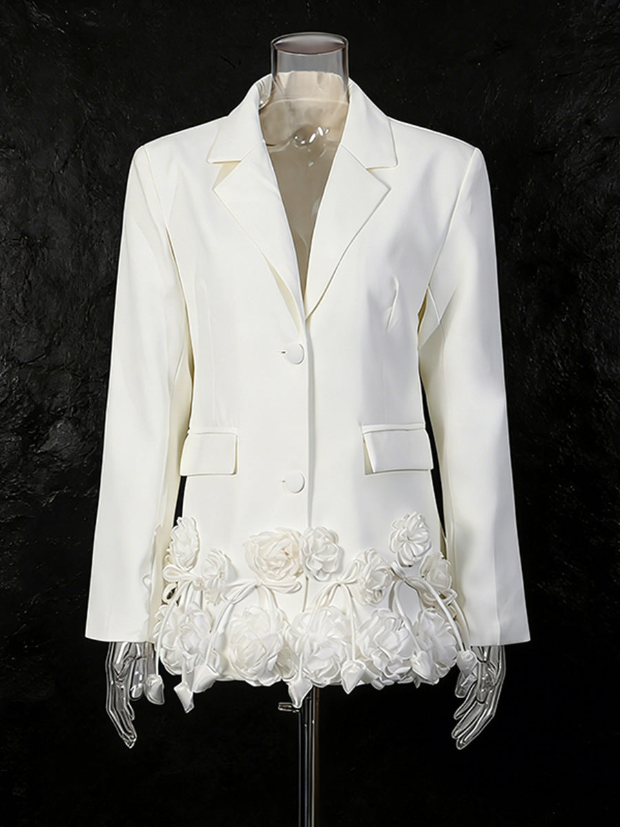 Women's Elegant 3D Floral Loose-Fit Blazer – Regular Length FitiqueFit