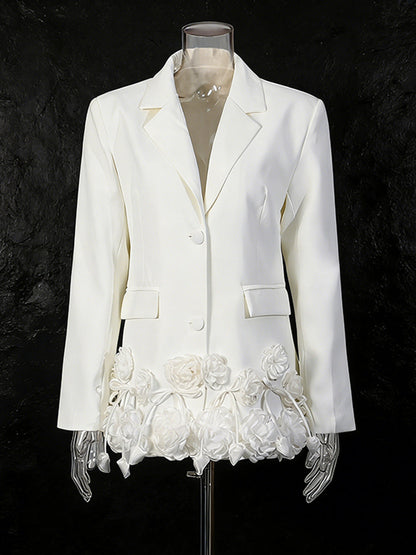 Women's Elegant 3D Floral Loose-Fit Blazer – Regular Length FitiqueFit