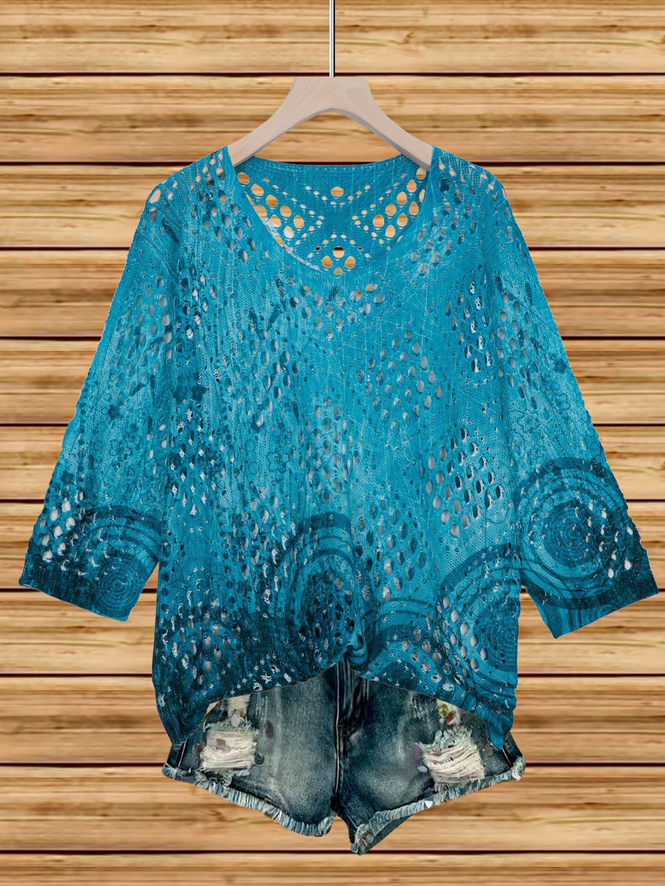 Women's Batwing-Sleeve Sweater – Hollowed-Out 3D Knitted Print Relaxed Fit FitiqueFit