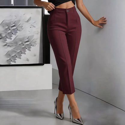 Women's High-Waisted Straight-Leg Pants – Drapey Cropped Fit FitiqueFit