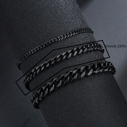 3/5/7/mm Fashion Simple Stainless Steel Cuban Chain Bracelet For Men And Women NovaCart