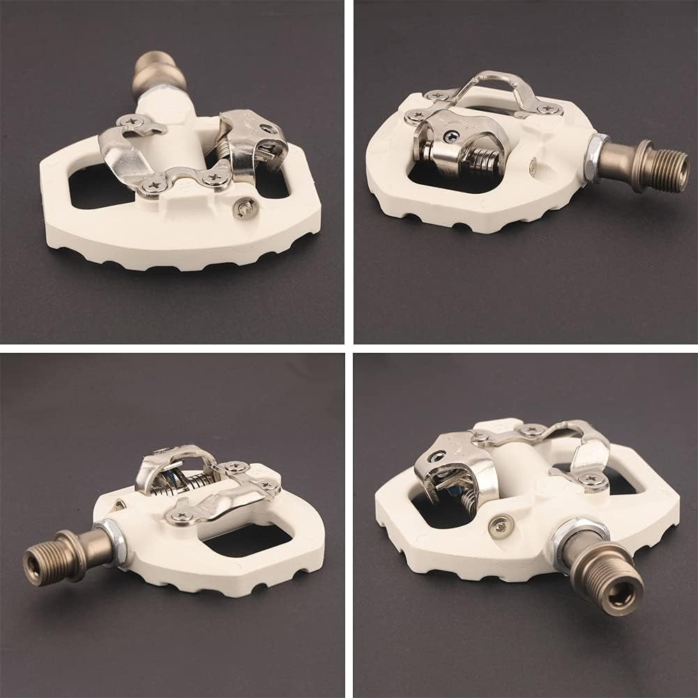 MTB Pedals Clipless SPD Self-Locking Pedals Compatible with Shimano SPD Lightweight Nylon Fiber Bicycle Platform Pedals with Cleat Included for BMX MTB Spin Trekking Bike，9/16" White