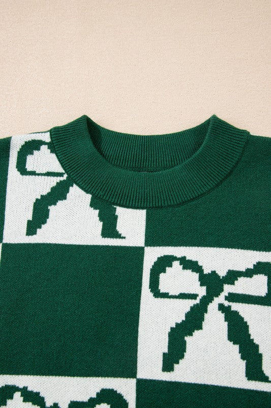 Checker Bow Crewneck Sweater Shop Style & More | Fresh Looks, Everyday Deals & Free Shipping