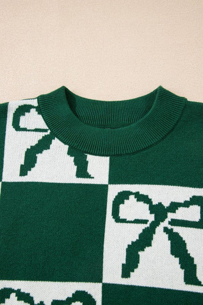Checker Bow Crewneck Sweater Shop Style & More | Fresh Looks, Everyday Deals & Free Shipping