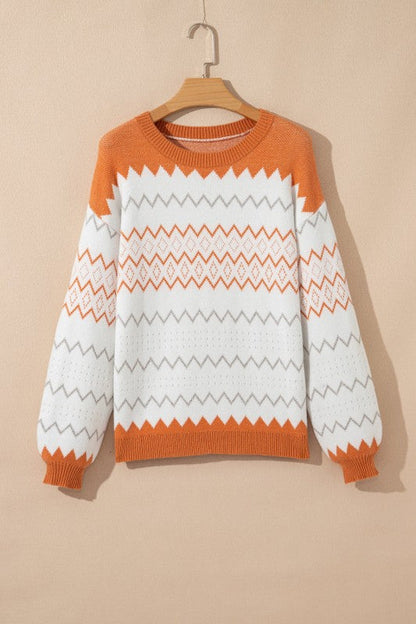 Geometric Zigzag Stripe Crewneck Pullover Sweater Shop Style & More | Fresh Looks, Everyday Deals & Free Shipping