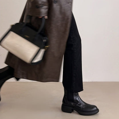 Women’s British-Style Chunky Heel Ankle Boots – Dr. Style Leather Booties for Fall & Winter FitiqueFit