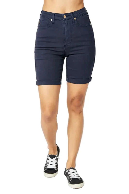 Judy Blue Full Size High Waist Tummy Control Bermuda Shorts West2East Surf