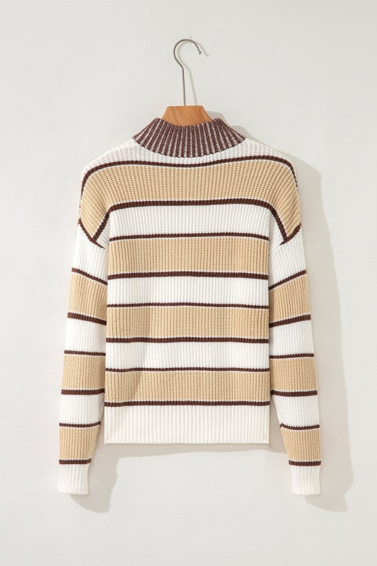 Stripe Half-Zip Drop Shoulder Sweater Shop Style & More | Fresh Looks, Everyday Deals & Free Shipping