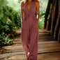 Women's V-Neck Sleeveless Wide-Leg Jumpsuit With Pockets FitiqueFit