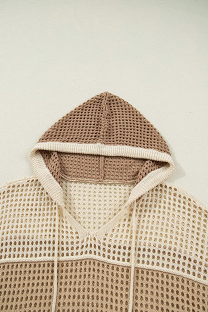 Plus Size Colorblock Hollowed Knit Hooded Sweater Shop Style & More | Fresh Looks, Everyday Deals & Free Shipping
