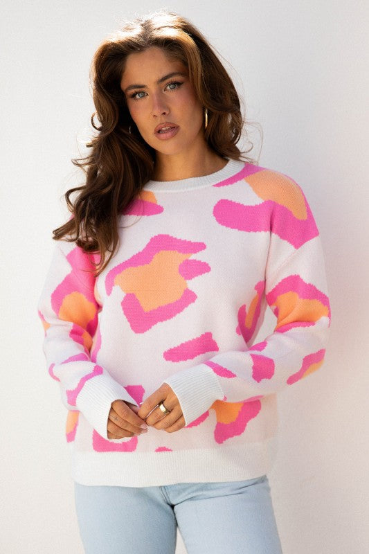 Leopard Round Neck Drop Shoulder Sweater Shop Style & More | Fresh Looks, Everyday Deals & Free Shipping