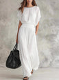 Women's Chiffon High-Waist Ruched Maxi Dress FitiqueFit