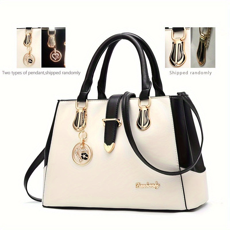 Fashionable Womens Letter Detail Shoulder Bag - Comfortable Double Handle, Spacious Purse for Work & Daily Use - Timeless Elegant Style NovaCart