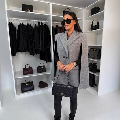 Women’s Solid Color Shawl Coat – Loose Wrap Outerwear FitiqueFit