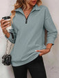 Women's Zipper Turtleneck Pullover Sweatshirt – Loose Long Sleeve FitiqueFit