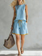 Solid Color Loose Casual Vest and Shorts Set FitiqueFit