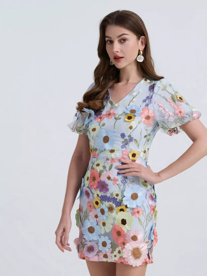 Floral Puff Sleeve Mini Dress New Era Fashion LLc