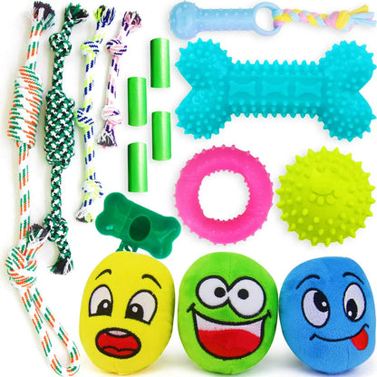loncoldy 16 Pack Puppy Teething Toys Puppy Toys Dog Toys with Ropes Puppy Chew Toys Cute Squeaky and Ball Dog Chew Toys Puppy Chew Toys for Teething Entertainment & Interaction Small Dog Toys New Era Fashion LLc
