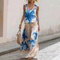 Women's Sleeveless Floral Printed Vest & Pants Two-Piece Set FitiqueFit