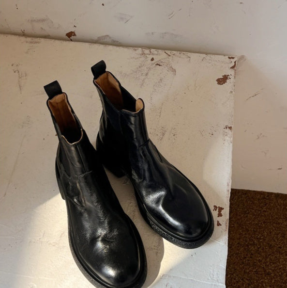 Women’s British-Style Chunky Heel Ankle Boots – Dr. Style Leather Booties for Fall & Winter FitiqueFit