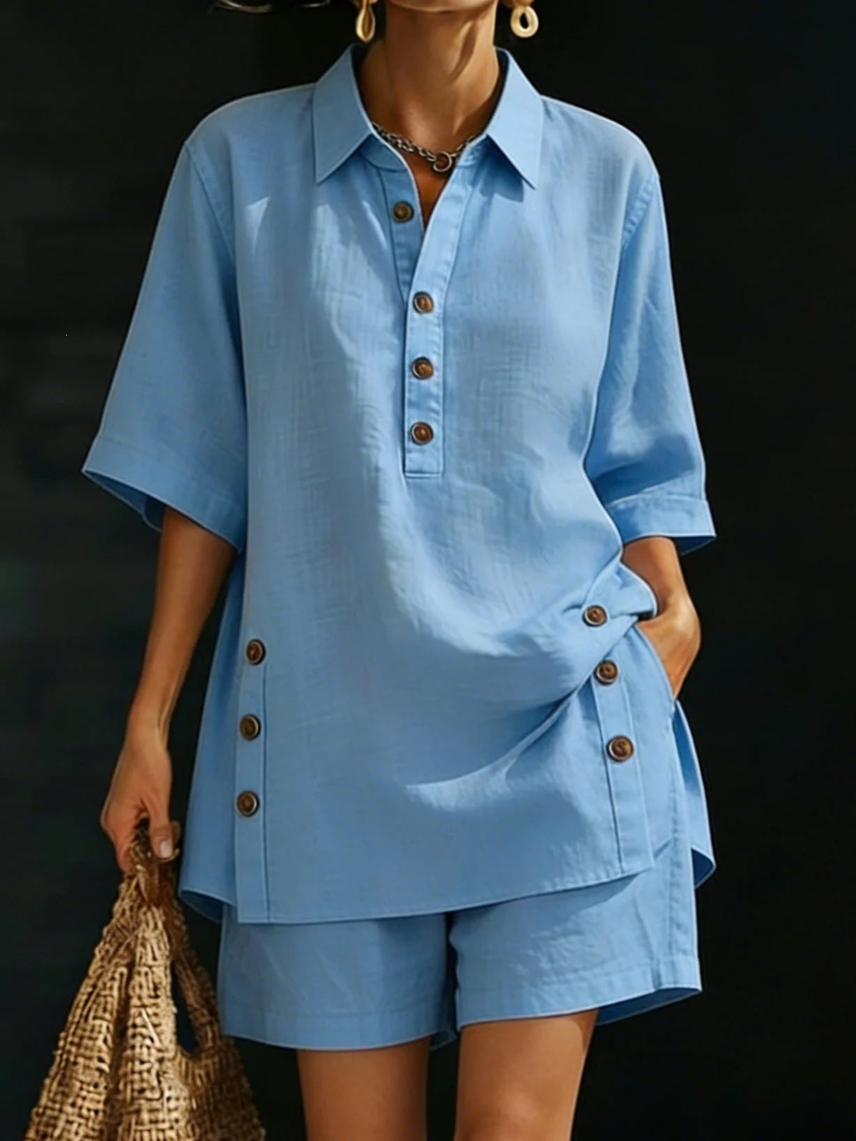 Short-Sleeve Shirt & Loose Pants Two-Piece Set – 4 Colors, S–5XL FitiqueFit