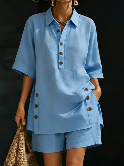 Short-Sleeve Shirt & Loose Pants Two-Piece Set – 4 Colors, S–5XL FitiqueFit