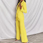 Lapel Button-Down Blazer & Straight-Leg Trousers Suit FitiqueFit