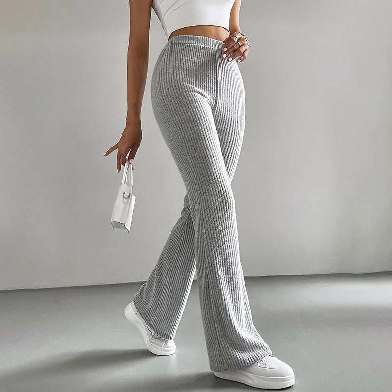 Solid Rib-Knit Pull-On Jogger Pants for Women FitiqueFit