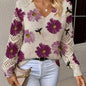 Boho  Style Essential Floral V-neck Long Sleeve Top
