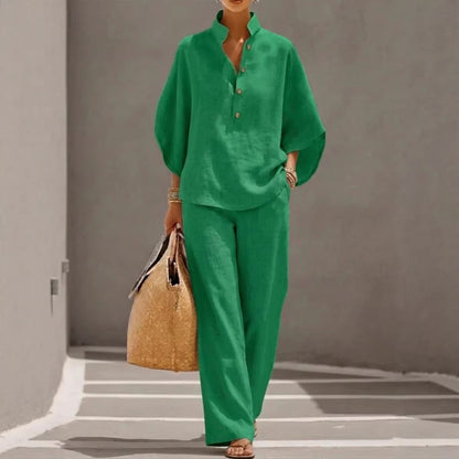 Women’s Casual Shirt and Full-Length Pants Set FitiqueFit