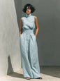 Women’s Cotton Linen Two-Piece Set – Sleeveless Top & Wide-Leg Pants FitiqueFit