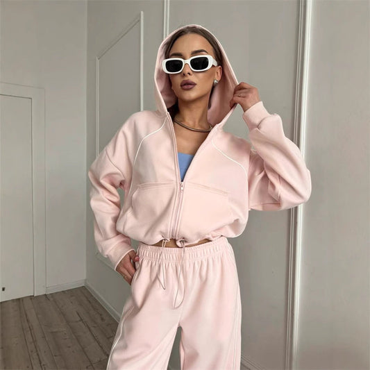 Women’s Sportswear Set Solid Color Cardigan Set FitiqueFit