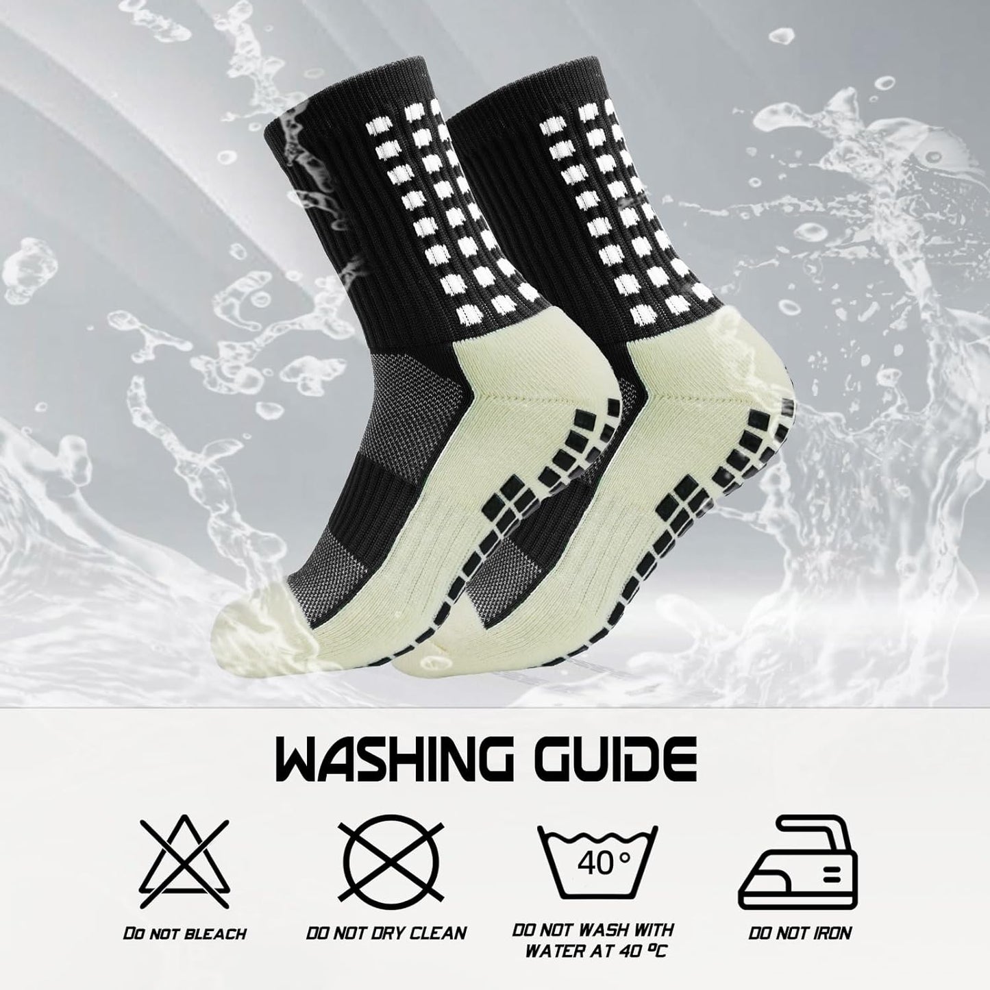 4 Pairs Mens Grip Soccer Socks Non Slip Grippy Women Socks for Football Basketball Sports