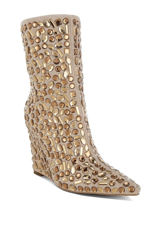 Trend Titan Diamante Slim Wedge Heel Boots Shop Style & More | Fresh Looks, Everyday Deals & Free Shipping