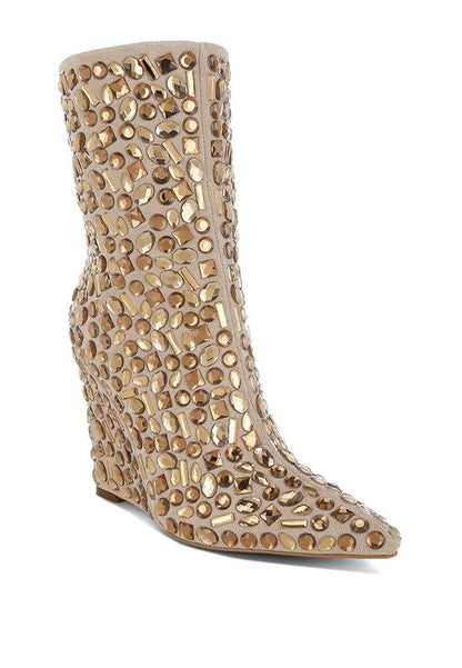 Trend Titan Diamante Slim Wedge Heel Boots Shop Style & More | Fresh Looks, Everyday Deals & Free Shipping
