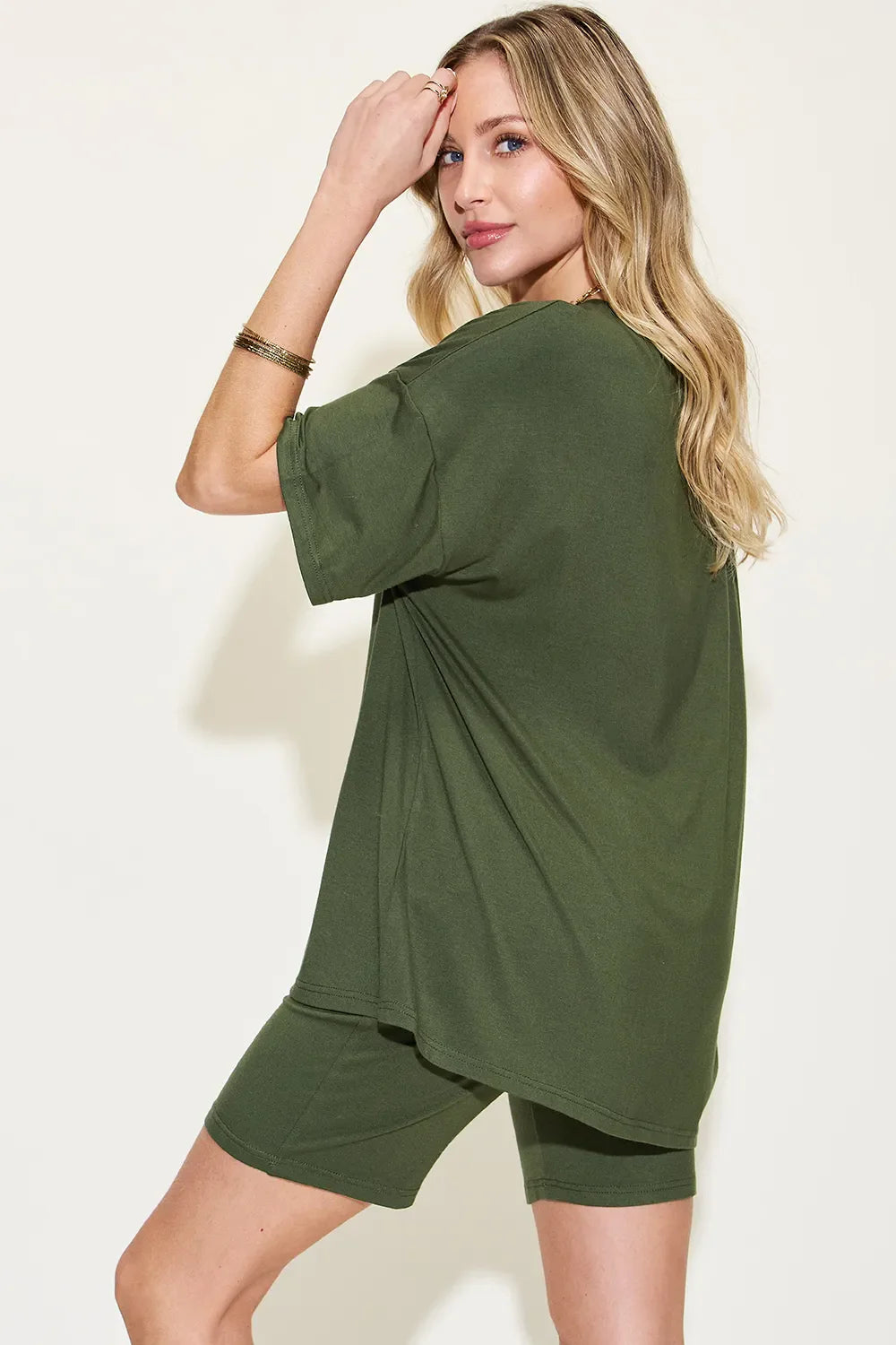 Basic Bae Full Size V-Neck Drop Shoulder T-Shirt and Shorts Set New Era Fashion LLc