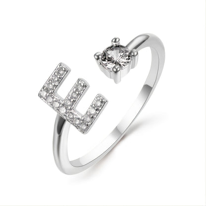 Popular Fashion Silvery AZ Letter Ring Initials Wedding Love Couple Rings Bridesmaid Gift NovaCart