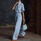 Women’s Stand Collar Sleeveless Wide-Leg Jumpsuit FitiqueFit